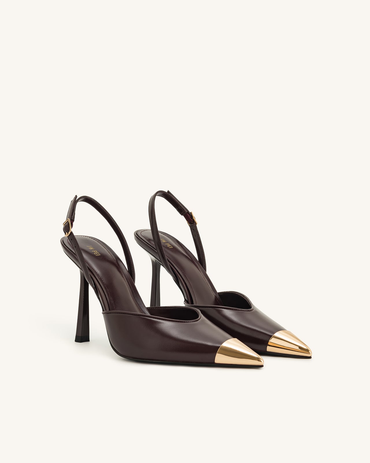 Savannah Gold Tipped Slingback Pumps - Burgundy