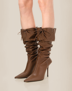 Olivia Leather High Heel Boots - Brown