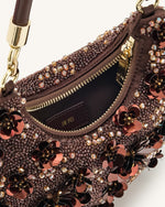 Livia Beaded Floral Hobo Bag - Brown