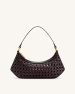 Lily Faux Bamboo Woven Shoulder Bag - Deep Claret