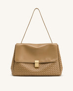 Hilary Woven Shoulder Bag - Camel