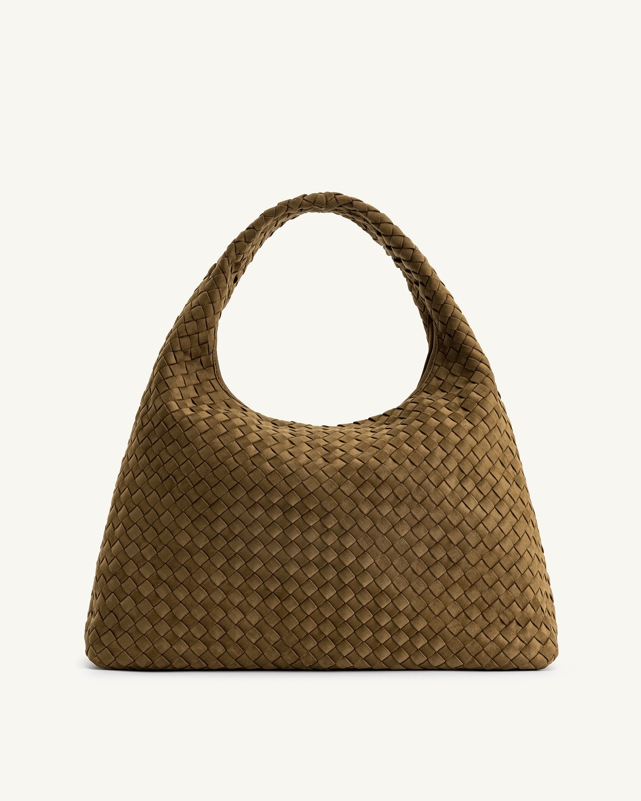 Iaura Faux Suede Woven Shoulder Bag - Olive Green