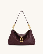 Jayla Metal Pendant Embellished Shoulder Bag - Deep Burgundy