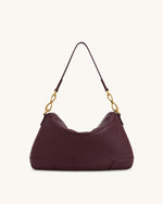 Jayla Metal Pendant Embellished Shoulder Bag - Deep Burgundy