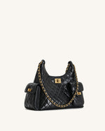 Vivian Quilted Chain Shoulder Bag - Black