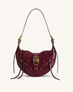 Tessa Studded Shoulder Bag - Burgundy