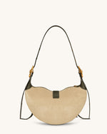 Tessa Faux Suede Studded Shoulder Bag - Khaki Green