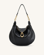 Daria Metal Pendant Embellished Shoulder Bag - Black