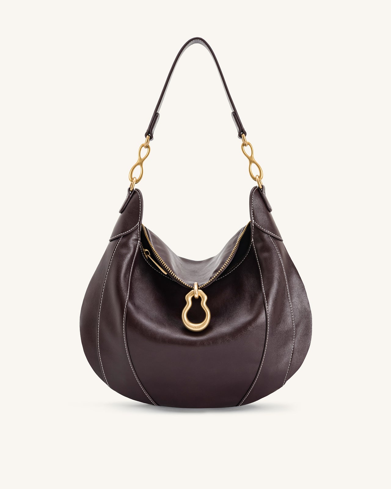 Daria Metal Pendant Embellished Shoulder Bag - Dark Brown