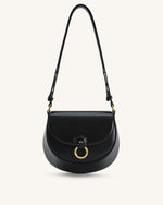 Diana Ring Flap Saddle Bag - Black