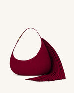 Harlee Faux Suede Fringe Shoulder Bag - Burgundy