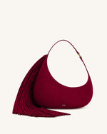 Harlee Faux Suede Fringe Shoulder Bag - Burgundy