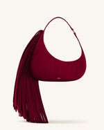 Harlee Faux Suede Fringe Shoulder Bag - Burgundy