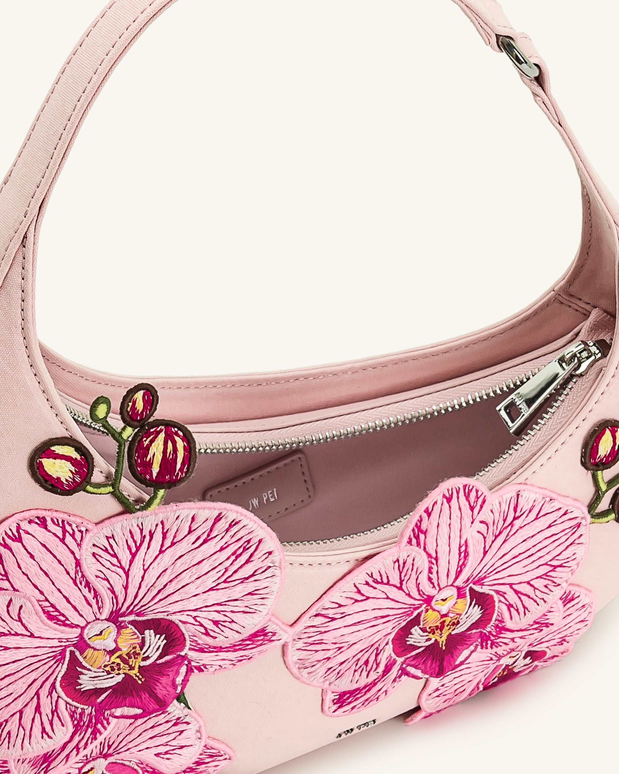 Harlee Orchid Embroidered Shoulder Bag - Pink - JW PEI LATAM