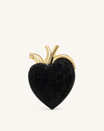Maren Artificial Crystal Heart Shaped Bag - Black Gold