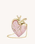 Maren Artificial Crystal Heart Shaped Bag - Pink