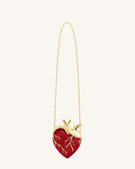 Maren Artificial Crystal Heart Shaped Bag - Red