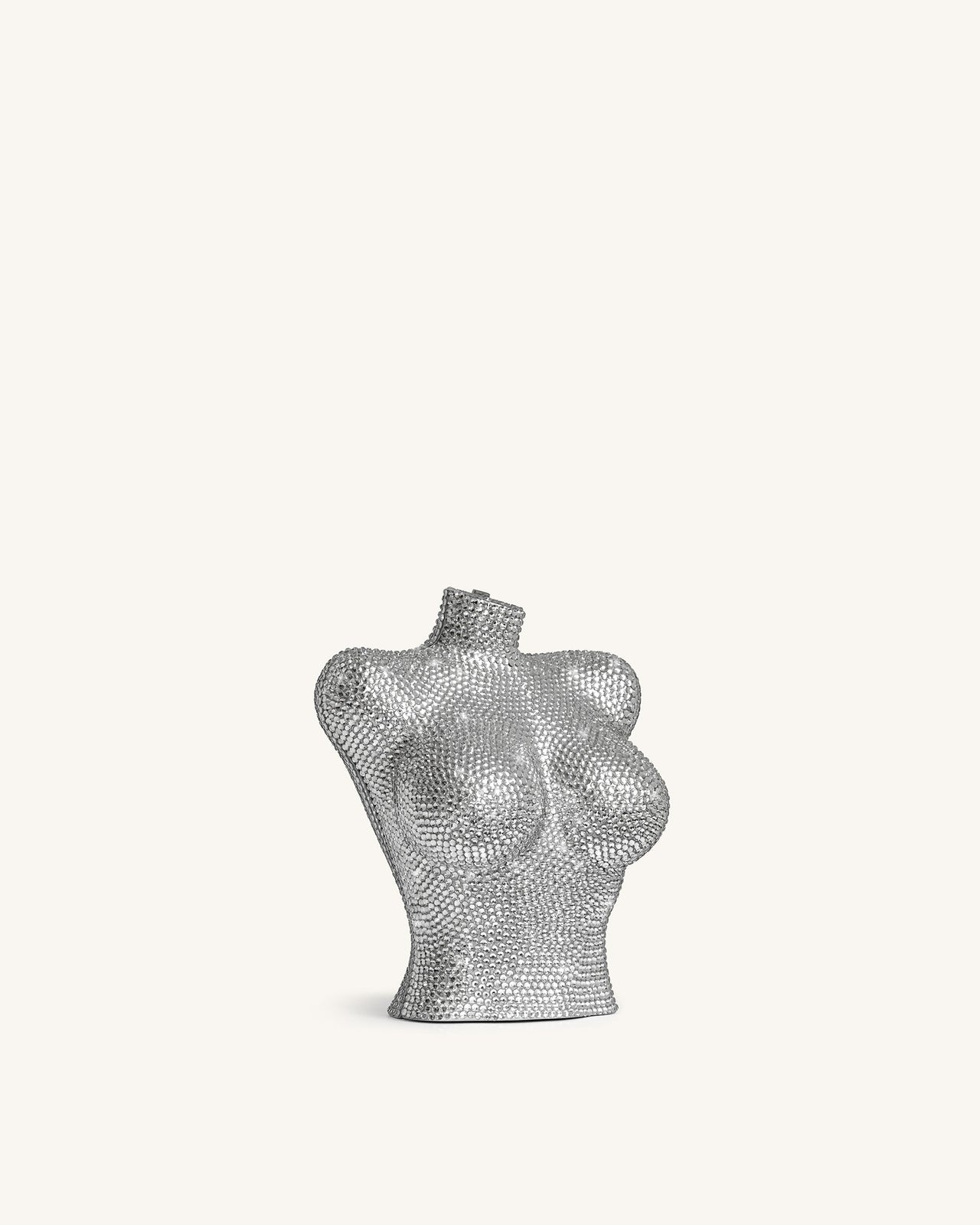 Kiara Faux Crystal Bust Clutch - Silver