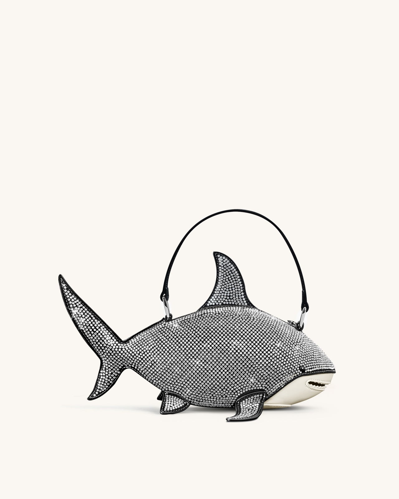 Nerys Artificial Crystal Shark Top Handle Bag - Black