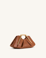 Lila Metal Frame Clutch - Brown