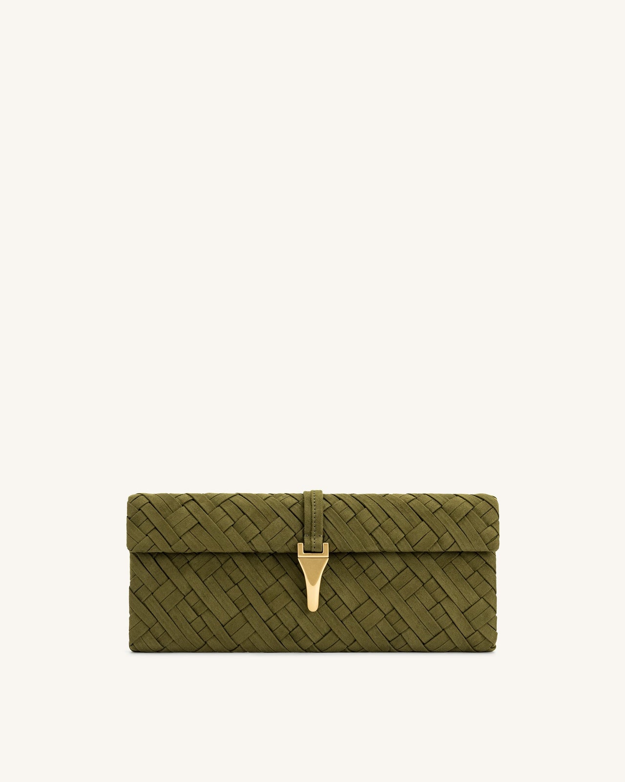 Zaria Woven Clutch - Dark Olive