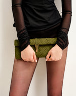 Zaria Woven Clutch - Dark Olive