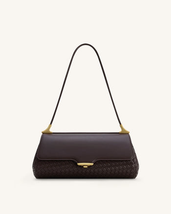 Eloise Woven Shoulder Bag - Dark Brown