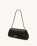 Eloise Woven Shoulder Bag - Dark Brown