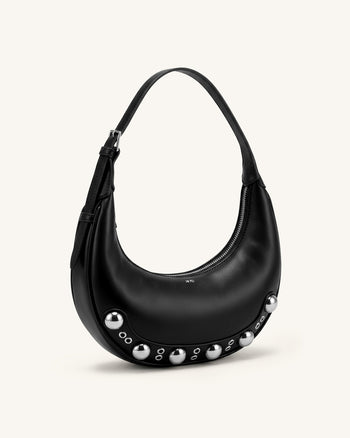 Althea Studded Hobo Bag - Black