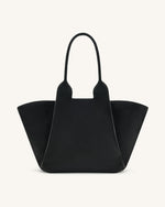 Cara Faux Suede Tote Bag - Black