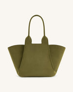 Cara Faux Suede Tote Bag - Dark Olive