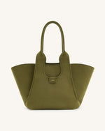 Cara Faux Suede Tote Bag - Dark Olive