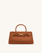 Elora Faux Suede Woven Tote Bag - Brown
