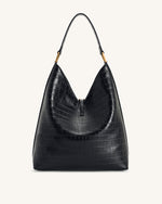Aria Shoulder Bag - Black Croc