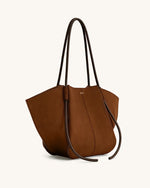 Nala Faux Suede Wide Tote Bag - Brown