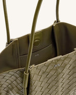 Nala Wide Weave Texture Tote Bag - Olive Green