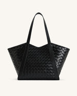Kiana Large Capacity Weave Texture Tote Bag - Black