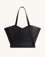 Kiana Large Capacity Weave Texture Tote Bag - Black