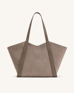 Kiana Large Capacity Faux Suede Tote Bag - Taupe