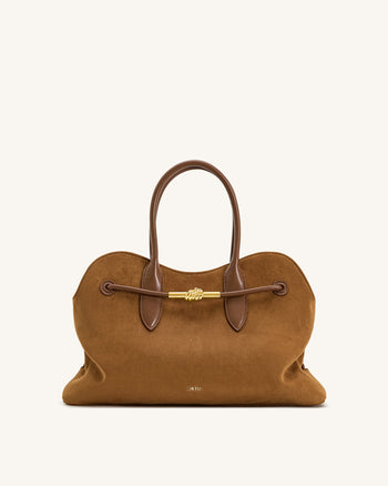 Adele Metal Rope Knot Tote Bag - Caramel Brown