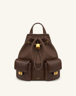 Avery Drawstring Utility Backpack – Dark Brown Canvas