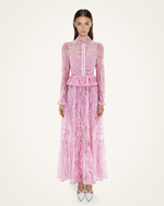 Romantic Lace Long Dress - Pink