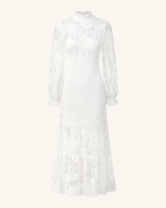 Elegant Lace Midi Dress - White