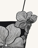 Orchid Appliqué Mini Dress - Black/Silver