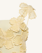 Crochet Floral Appliqué Mini Dress - Yellow