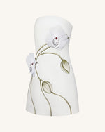 Orchid Appliqué Strapless Dress - White