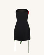 Tulip Appliqué Strapless Dress - Black