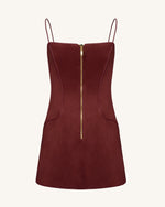 Eva Spaghetti Strap Sueded Dress - Burgundy