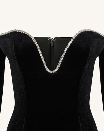 Allison Off-Shoulder Evening Gown - Black