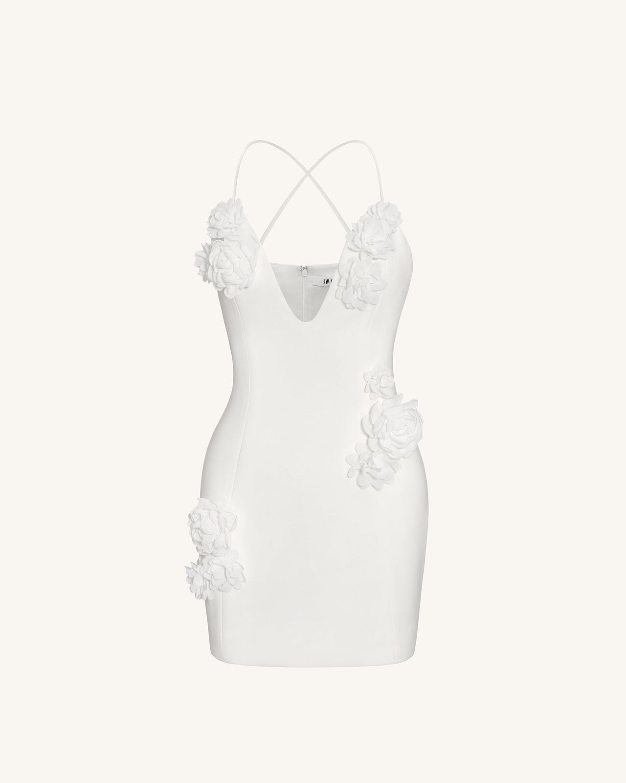 Floral Embrace Sleeveless Gown - White